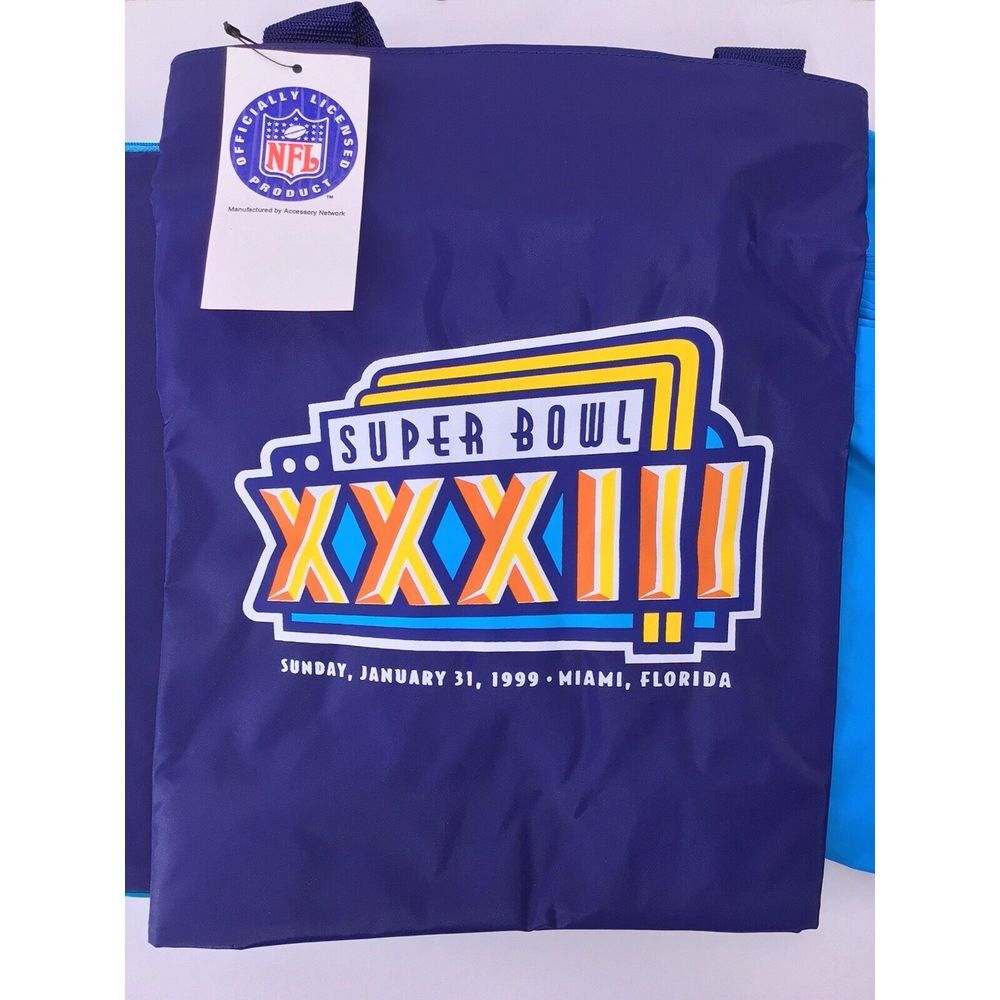 Super Bowl XXXIII 1999 Stadium Survival Tote Bag Seat Cushion & Rain Poncho‎ NEW